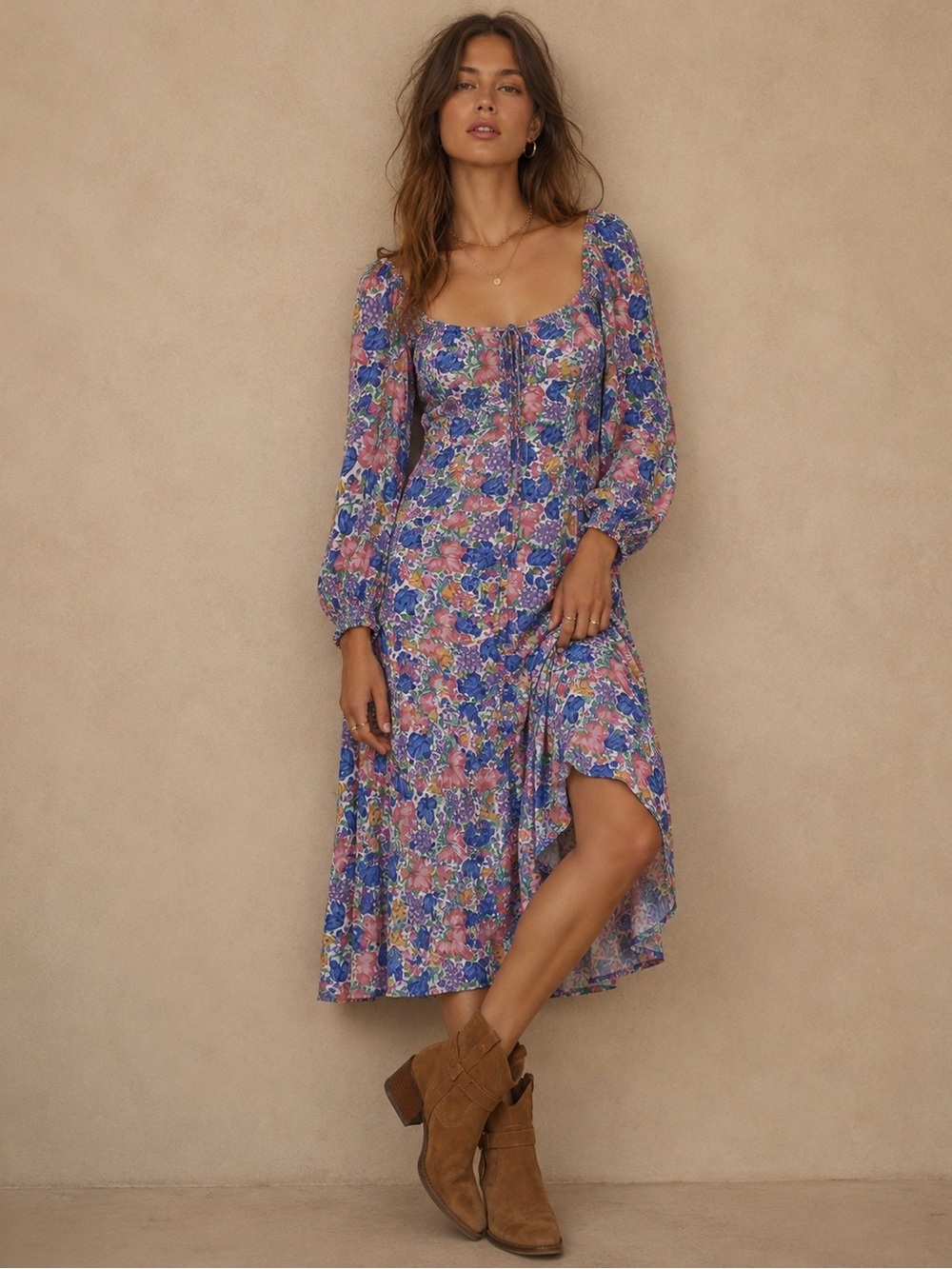 Faithfull The Brand Floral Smocked Midi Dress – Size M (US 6 / AUS 10)